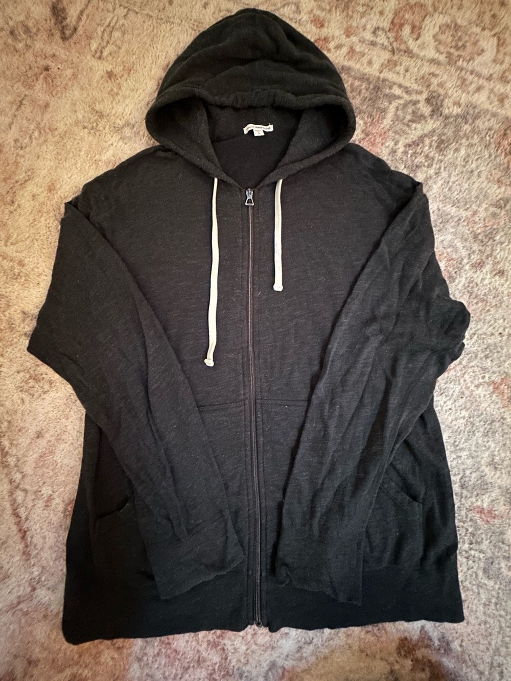 James Perse Standard Black Supima Cotton Zip Hoodie Size 3 Made USA
